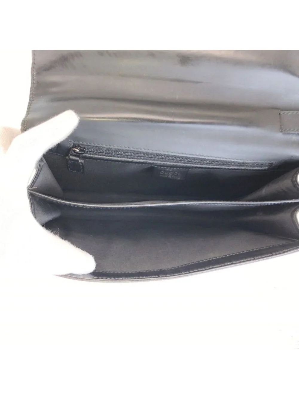 Gucci Black Silver Nylon Leather 018 Clutch Secondbag